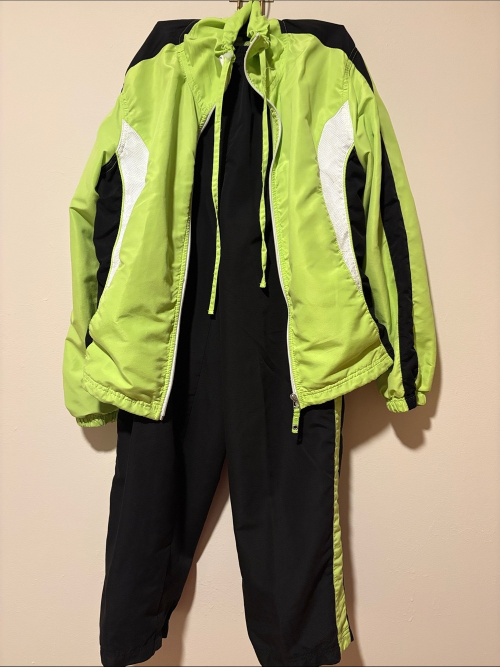 2piece Women's Lime Green and Black Wind-suit